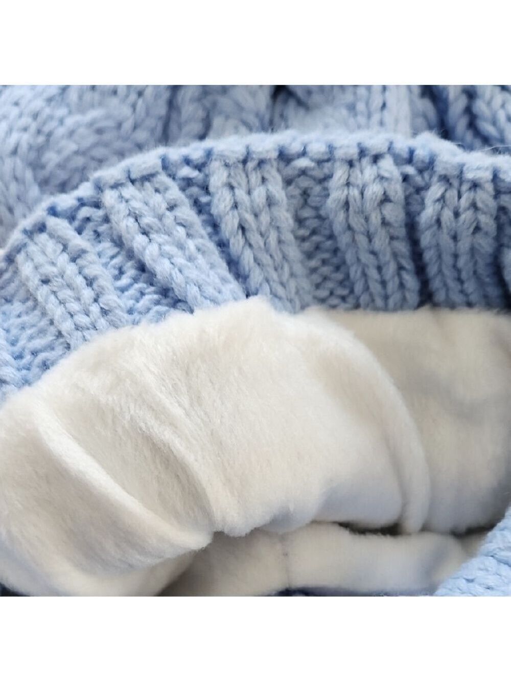 Cozy Blue Knit Pom-Pom Hat - Picture 3 of 5